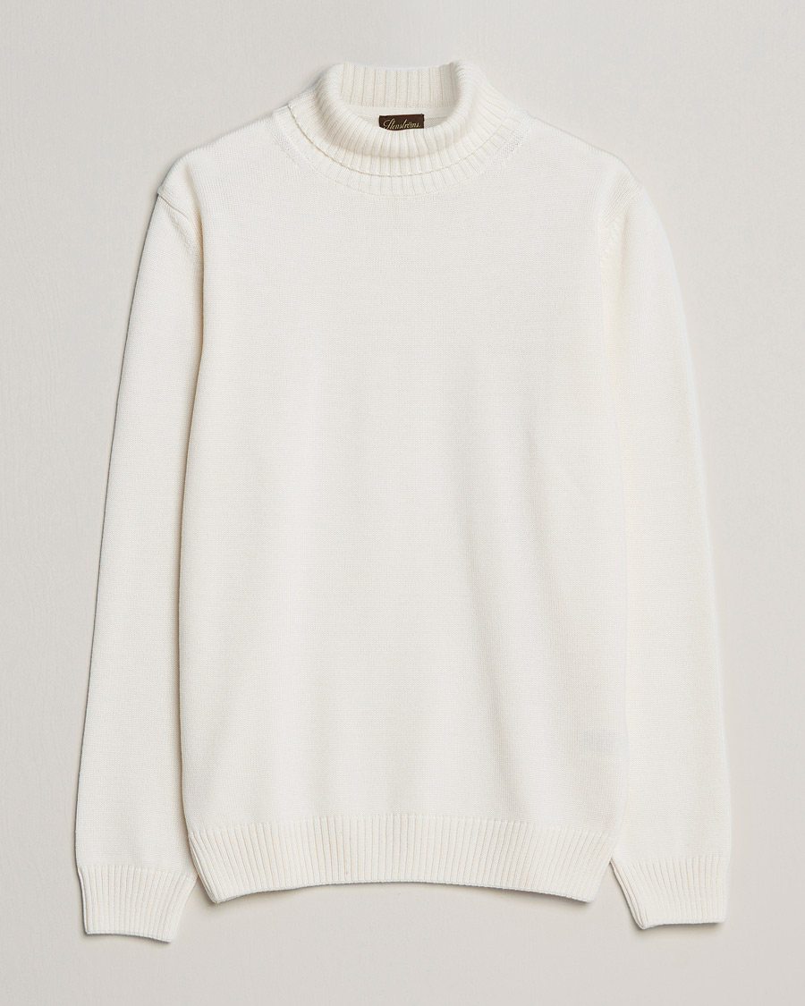 Men | Sweaters & Knitwear | Stenströms | Chunky Merino Rollneck Creme White
