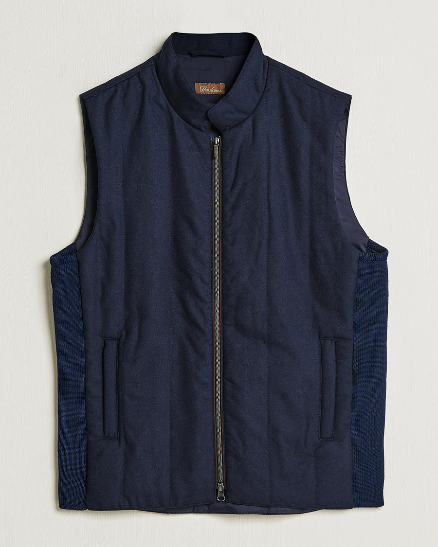 Men | Coats & Jackets | Stenströms | Hybrid Flannel Vest Navy