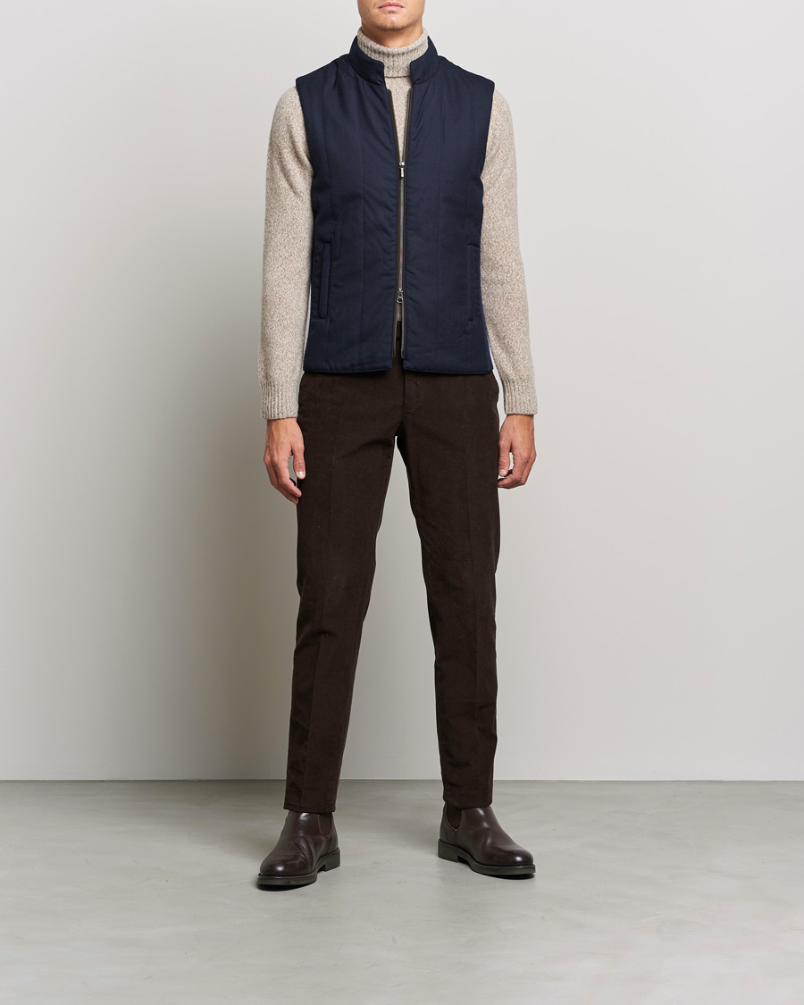 Men | Coats & Jackets | Stenströms | Hybrid Flannel Vest Navy