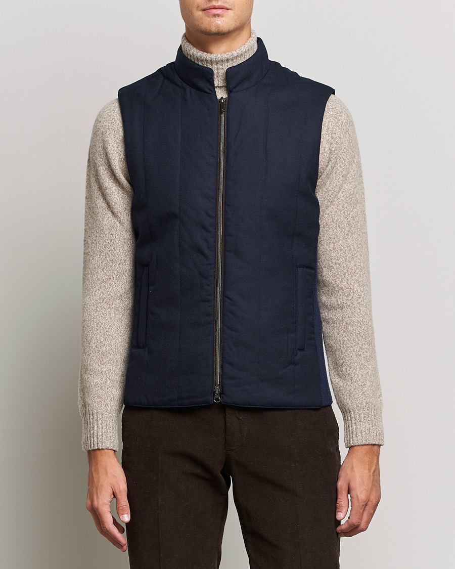 Men | Coats & Jackets | Stenströms | Hybrid Flannel Vest Navy
