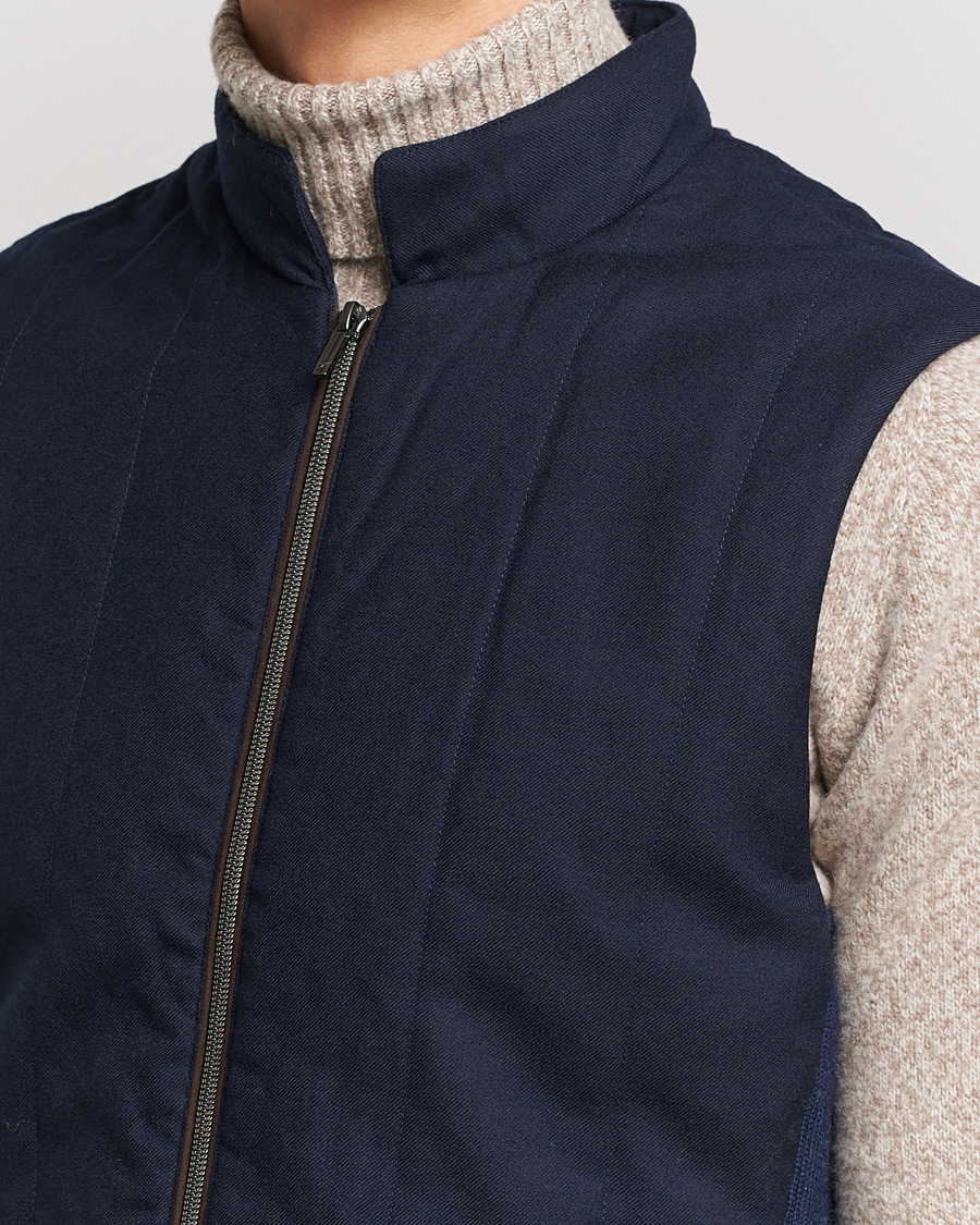 Men | Coats & Jackets | Stenströms | Hybrid Flannel Vest Navy