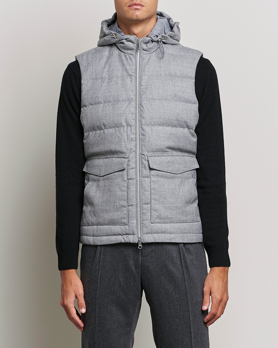 Men | Coats & Jackets | Stenströms | Hooded Flannel Vest Grey