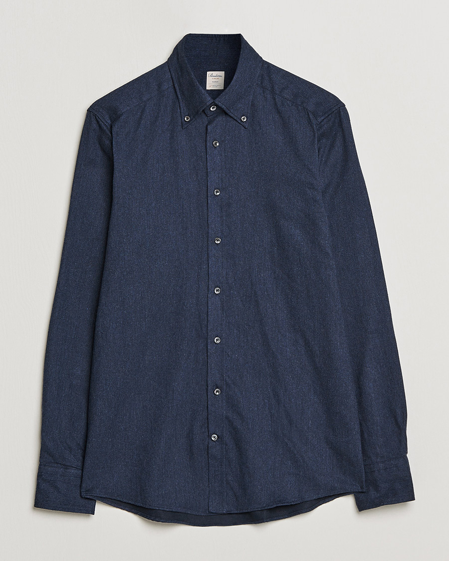 Men | Shirts | Stenströms | Slimline Flannel Shirt Navy