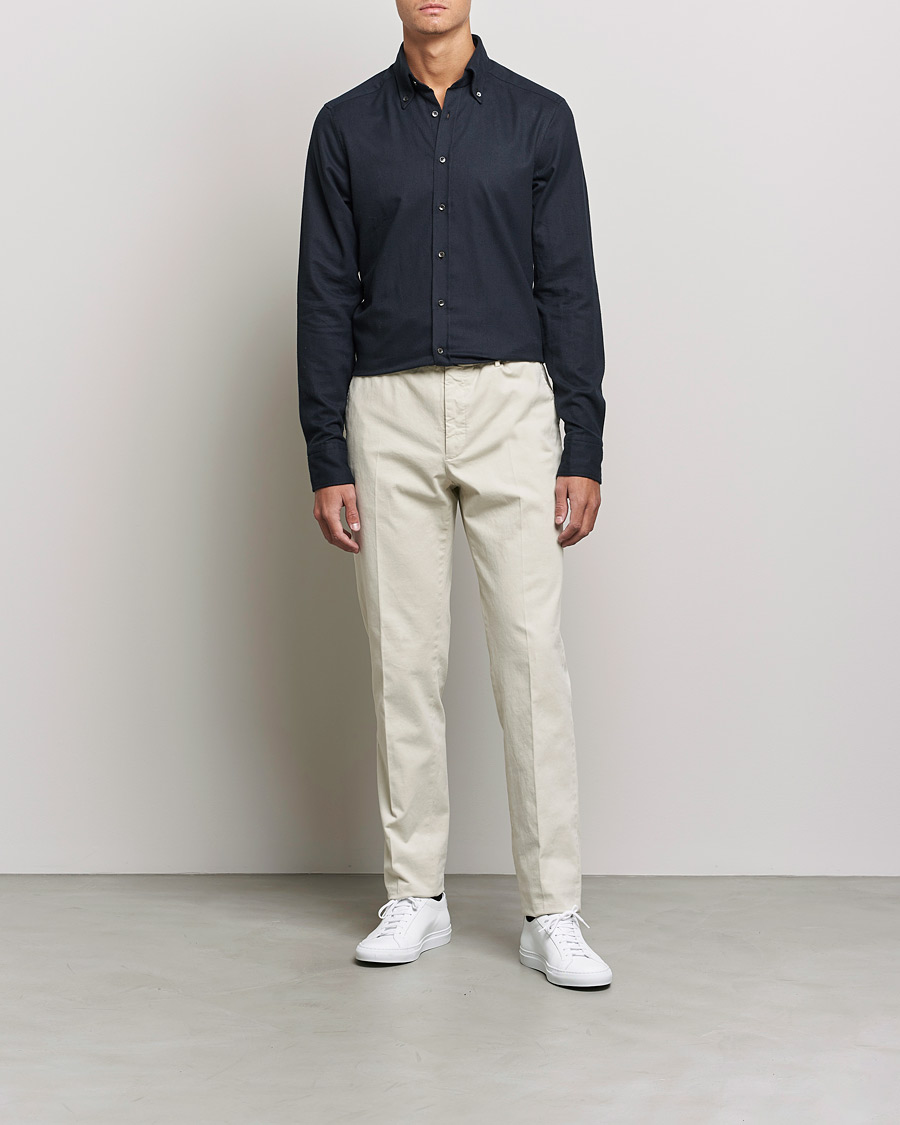 Men | Shirts | Stenströms | Slimline Flannel Shirt Black