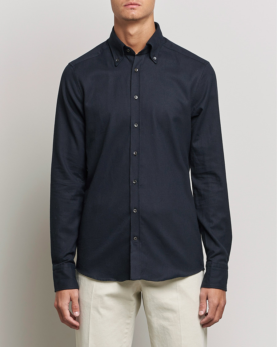 Men | Shirts | Stenströms | Slimline Flannel Shirt Black