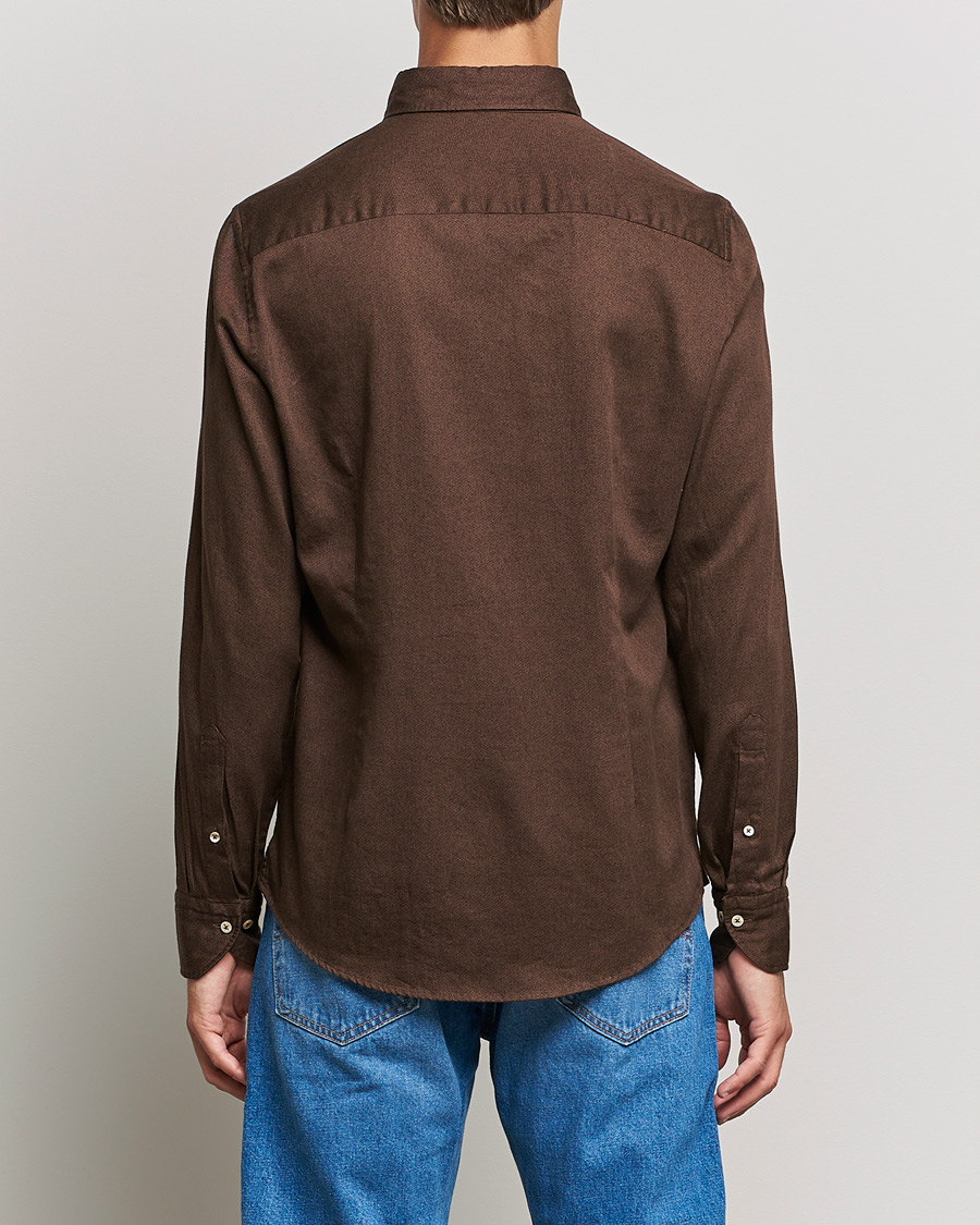 Men | Shirts | Stenströms | Slimline Button Down Printed Oxford Shirt Brown