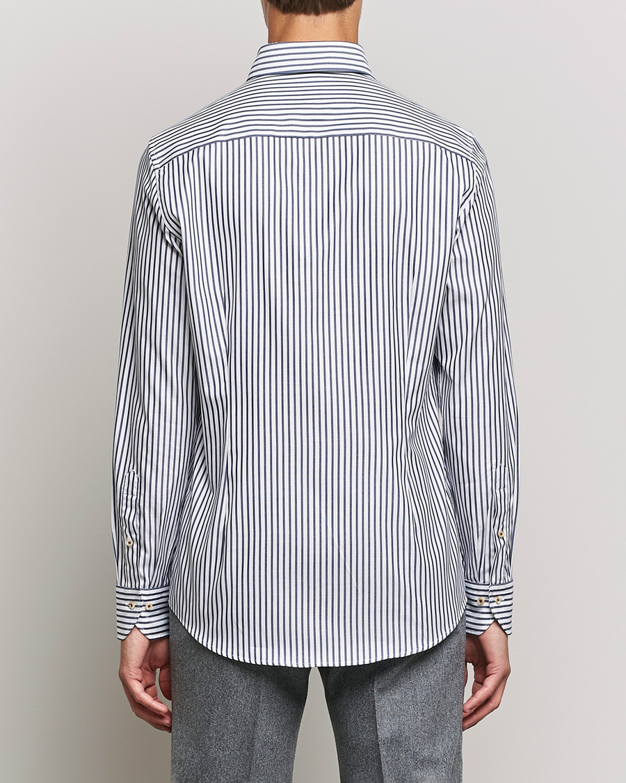 Men | Shirts | Stenströms | Slimline Striped Pinpoint Oxford Shirt Blue