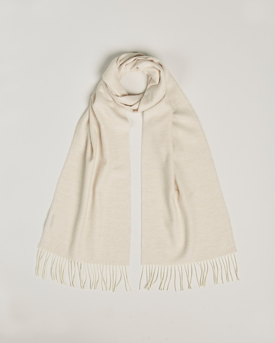 Men | Stenströms Herringbone Wool Scarf Creme White | Stenströms | Herringbone Wool Scarf Creme White