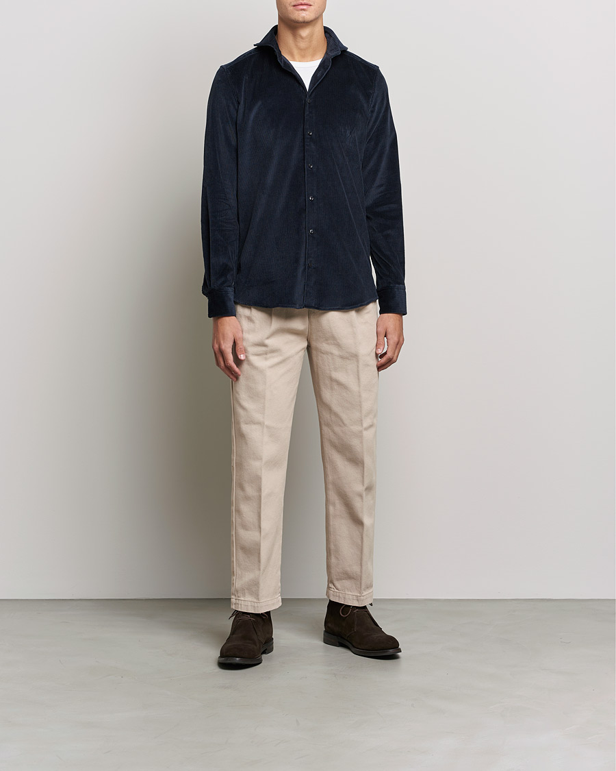 Men | Shirts | Stenströms | 1899 Slimline Sea Island Corduroy Shirt Navy