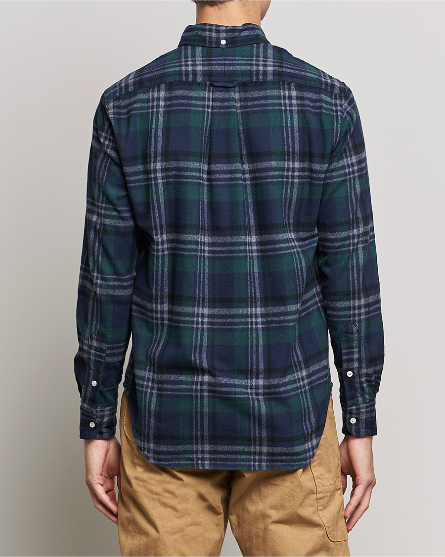 Men | Shirts | Gitman Vintage | Button Down Shaggy Flannel Shirt Blackwatch Check