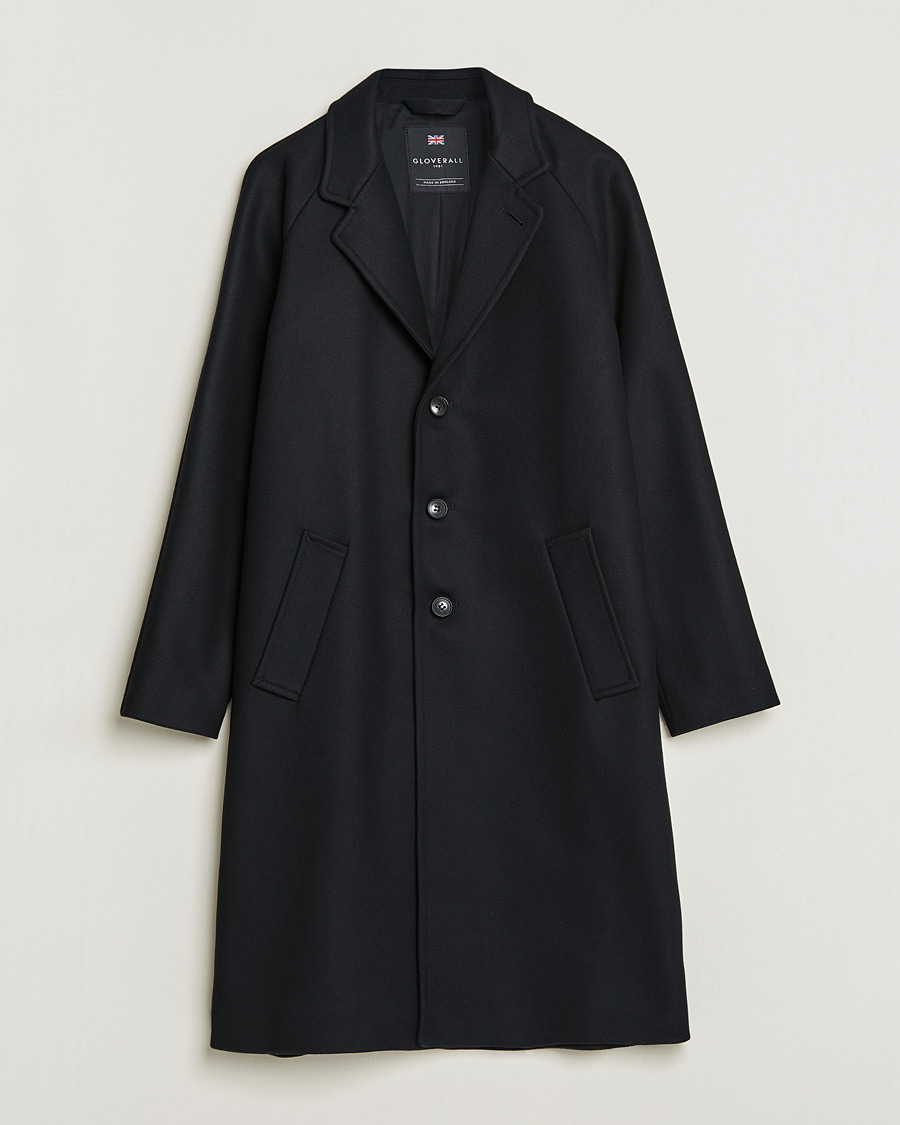 Men | Coats & Jackets | Gloverall | Chesterfield Wool/Cashmere Refined Coat Black