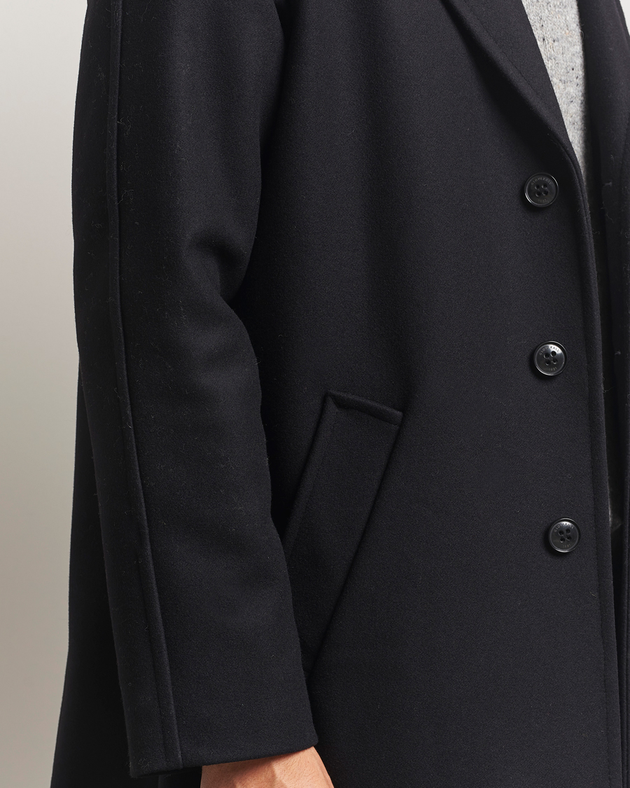 Men | Coats & Jackets | Gloverall | Chesterfield Wool/Cashmere Refined Coat Black