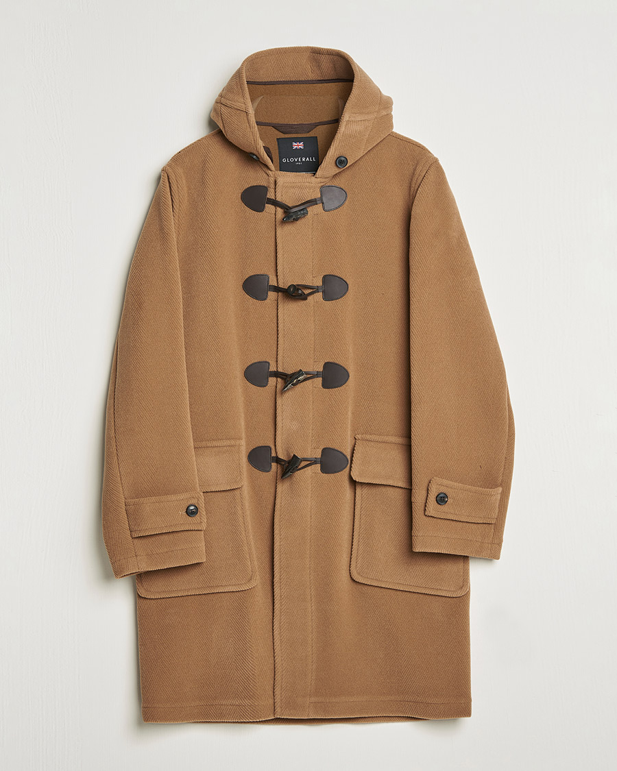 Men | Coats & Jackets | Gloverall | Edmund Herringbone Wool Duffle Camel