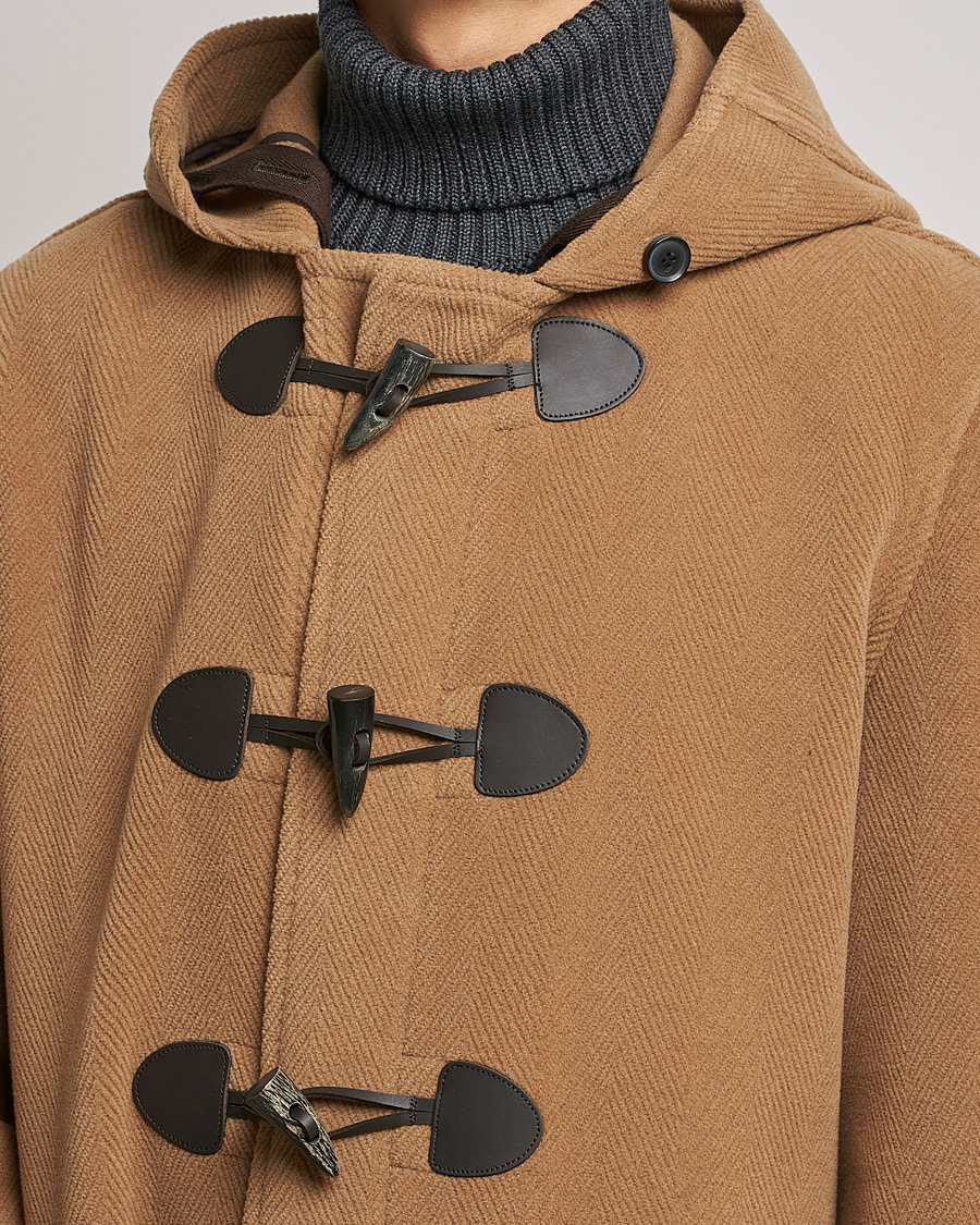Men | Coats & Jackets | Gloverall | Edmund Herringbone Wool Duffle Camel