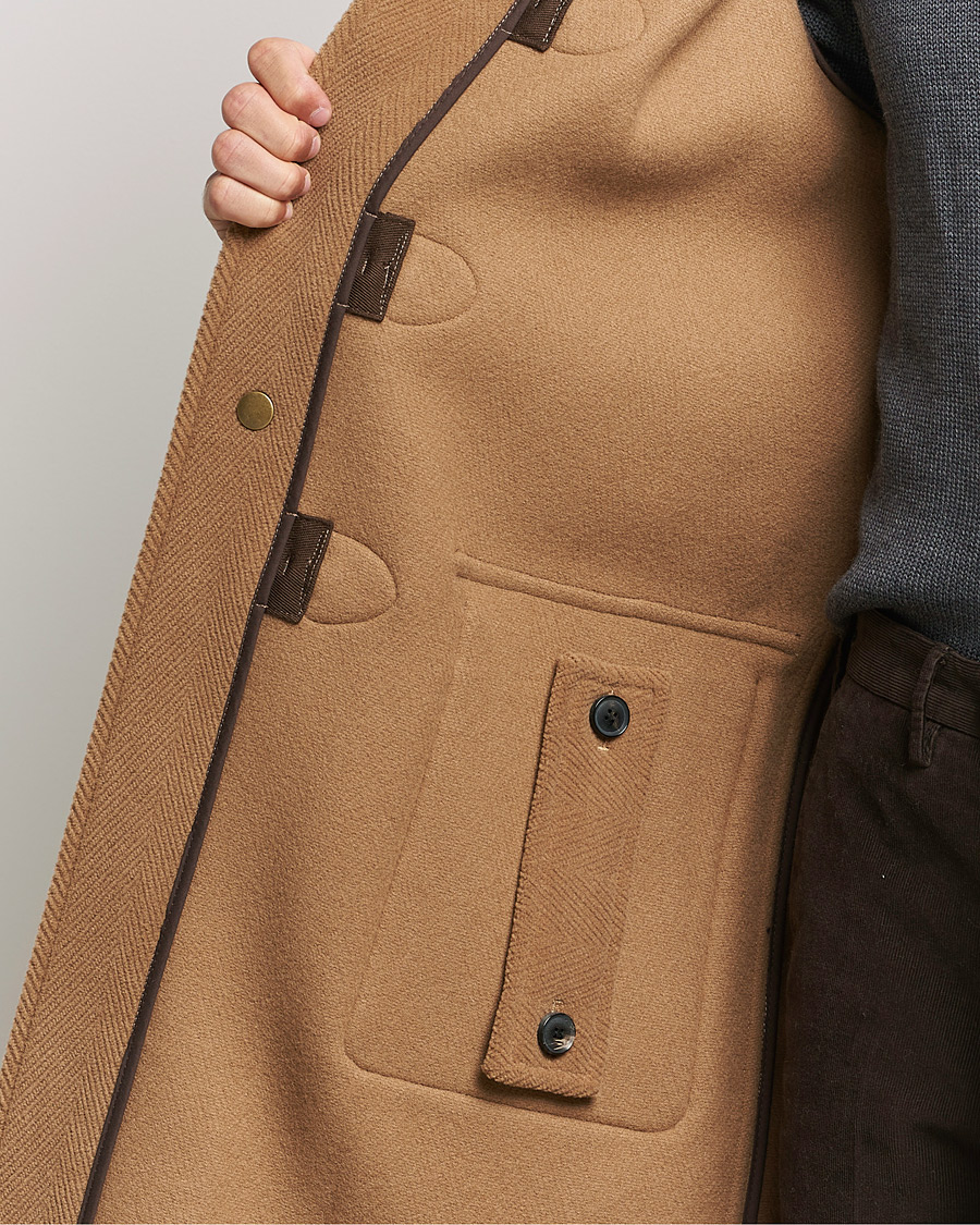 Men | Coats & Jackets | Gloverall | Edmund Herringbone Wool Duffle Camel