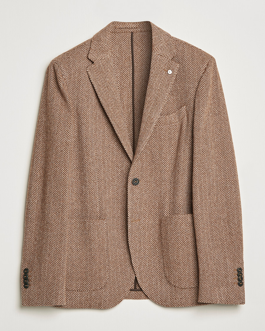 Men | Blazers | L.B.M. 1911 | Jack Herringbone Wool Blazer Brown