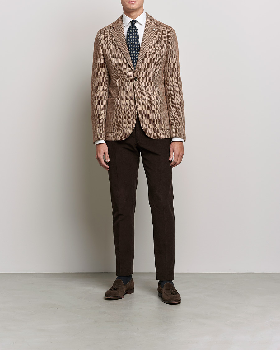 Men | Blazers | L.B.M. 1911 | Jack Herringbone Wool Blazer Brown