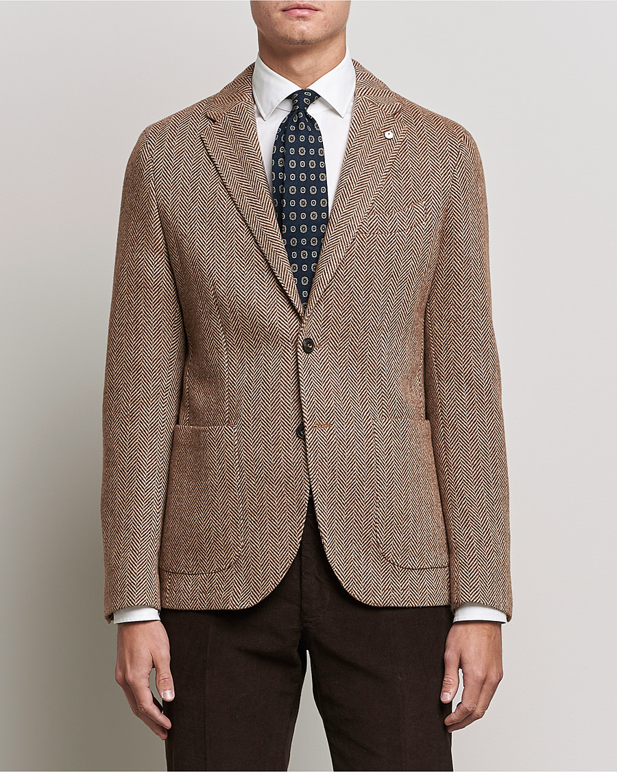 Men | Blazers | L.B.M. 1911 | Jack Herringbone Wool Blazer Brown