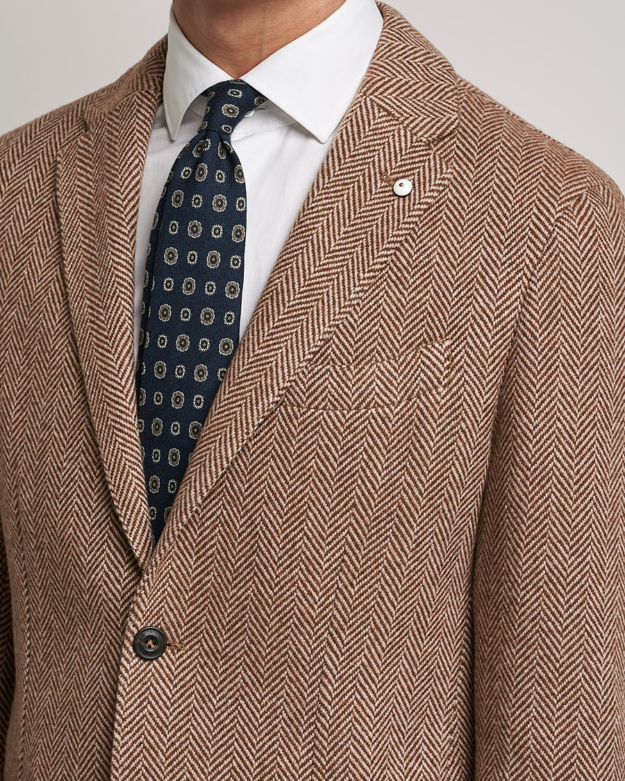 Men | Blazers | L.B.M. 1911 | Jack Herringbone Wool Blazer Brown
