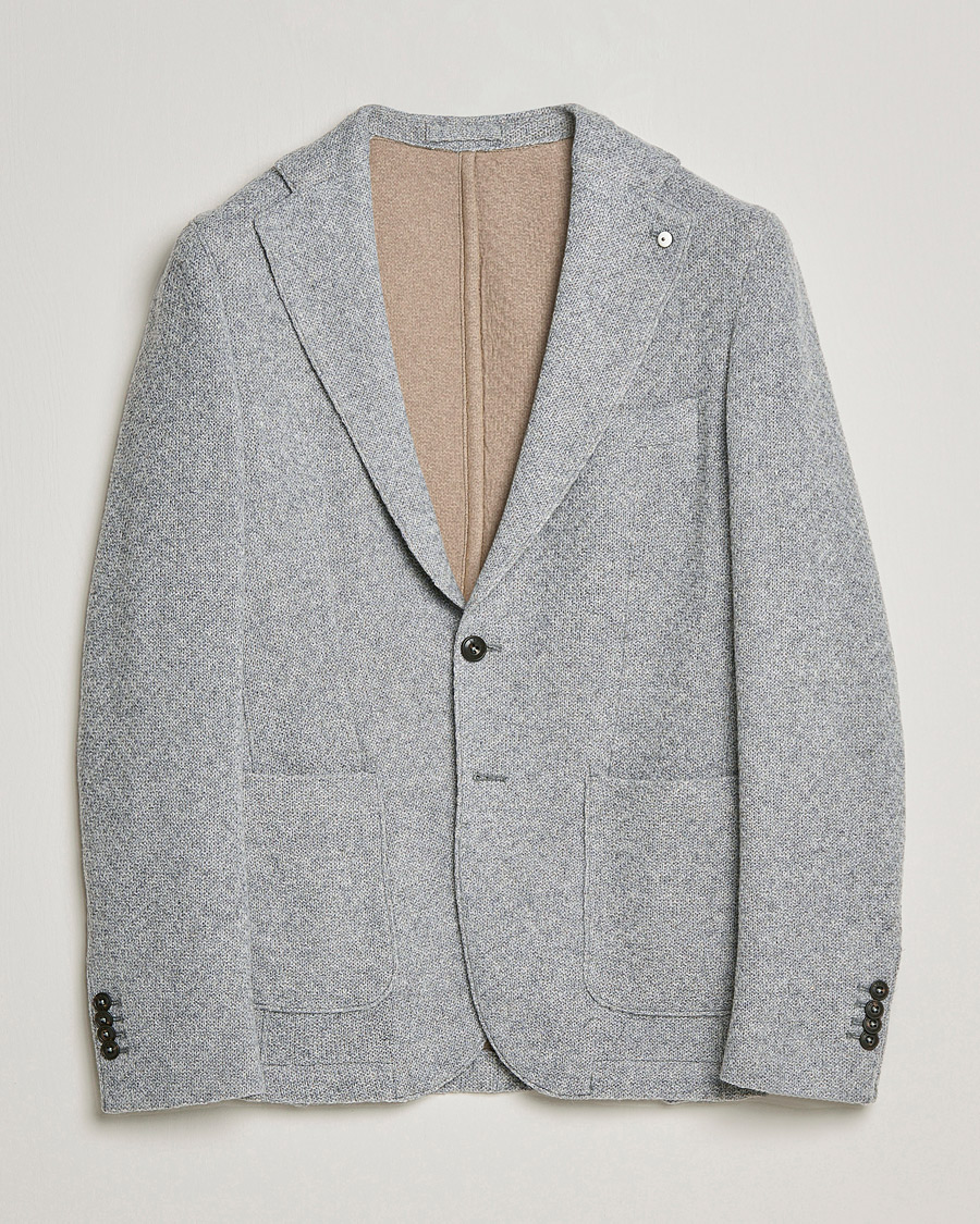 Men | Blazers | L.B.M. 1911 | Punto Knitted Wool Structure Blazer Grey