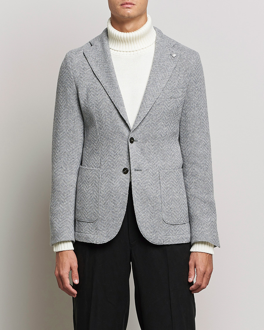 Men | Blazers | L.B.M. 1911 | Punto Knitted Wool Structure Blazer Grey