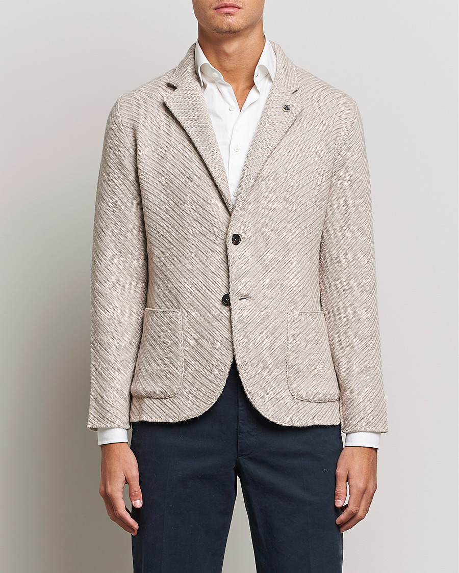 Men | Blazers | Lardini | Structured Knitted Wool Blazer Beige