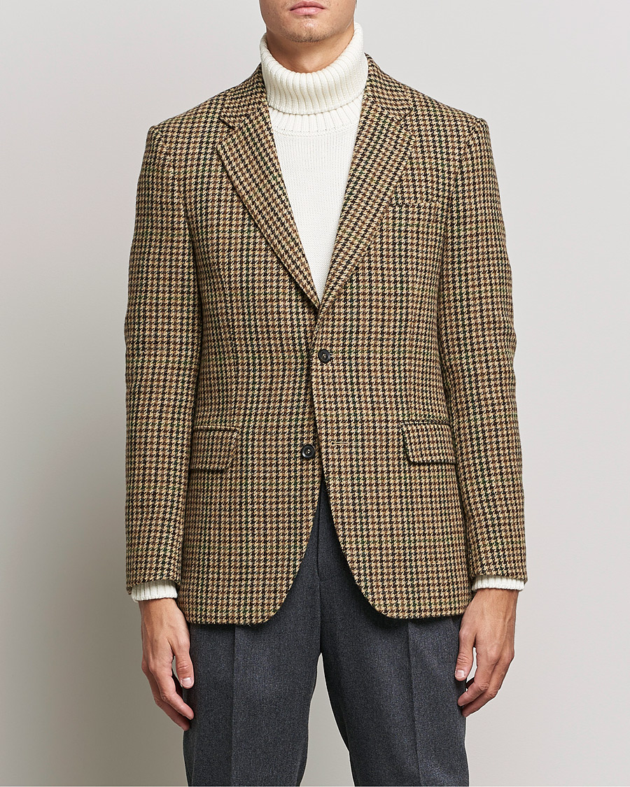 Men | Blazers | Oscar Jacobson | Freeman Moon Houndstooth Tweed Blazer Beige