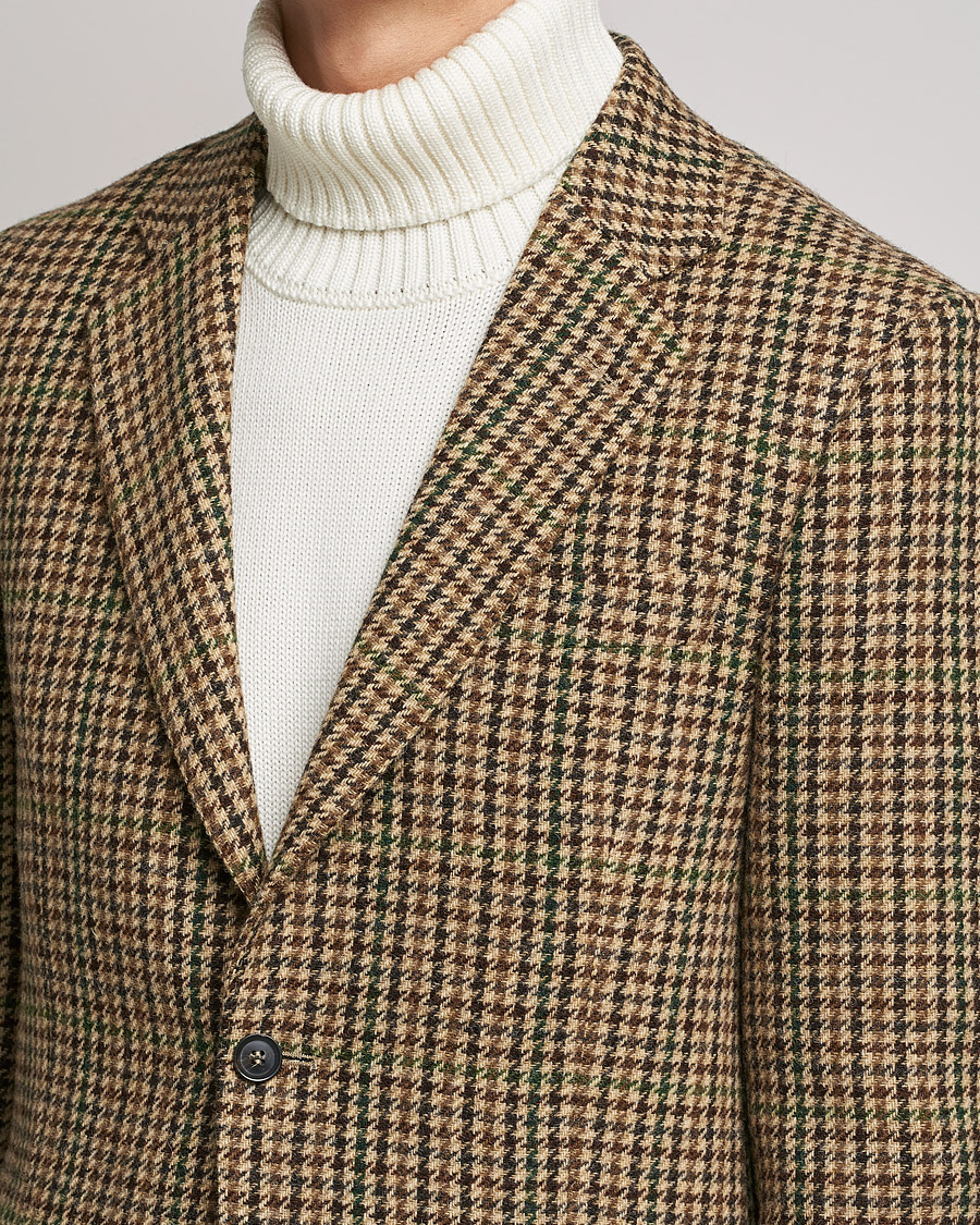 Men | Blazers | Oscar Jacobson | Freeman Moon Houndstooth Tweed Blazer Beige