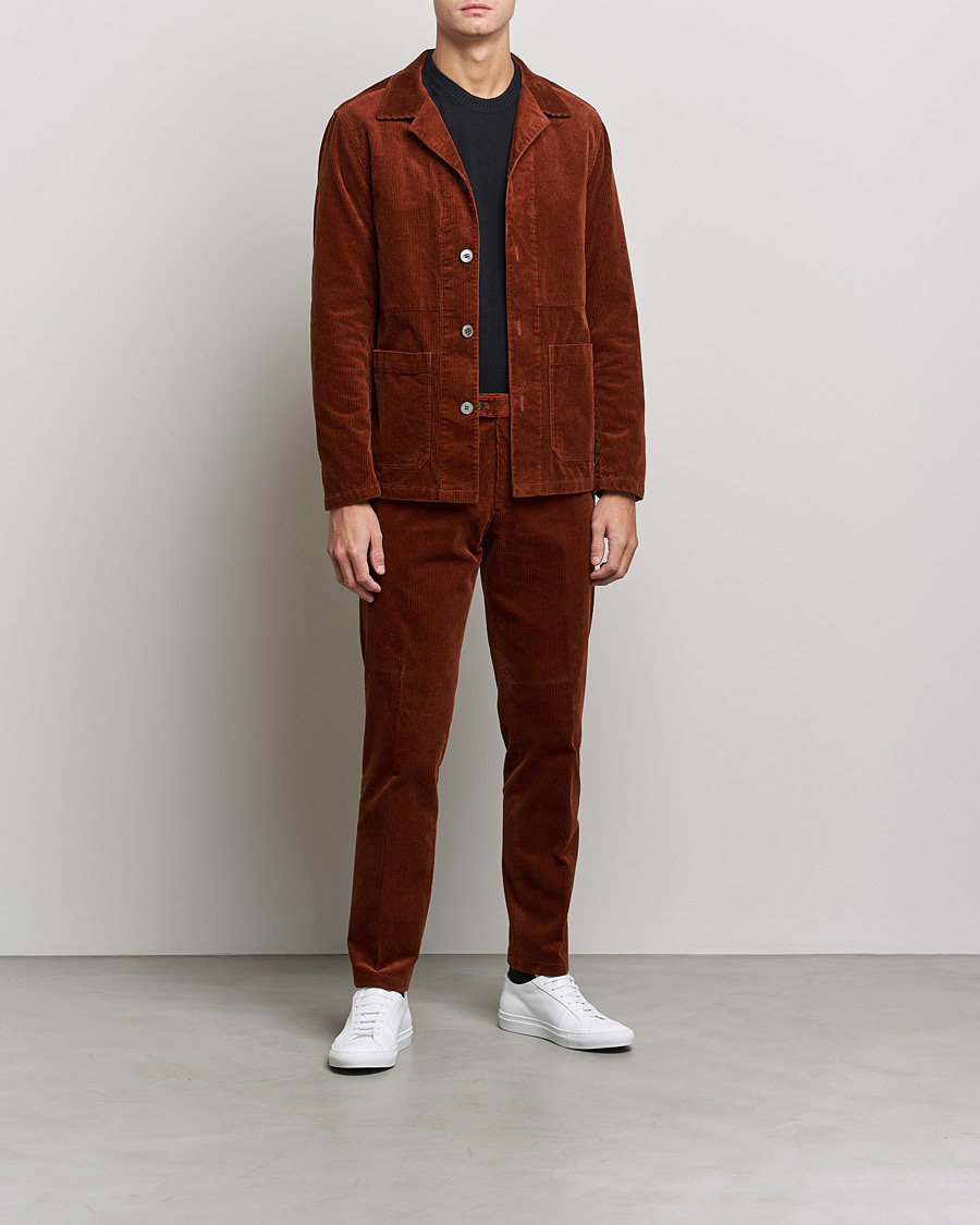 Men | Trousers | Oscar Jacobson | Denz Corduroy Trousers Orange