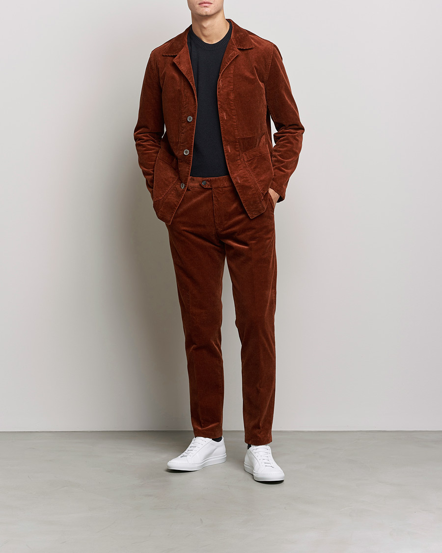 Men | Shirts | Oscar Jacobson | Hampus Corduroy Shirt Jacket Orange