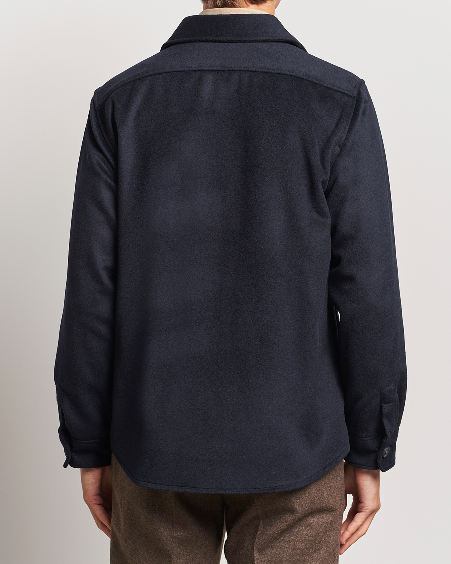 Men | Shirts | Oscar Jacobson | Maverick Wool/Cashmere Shirt Jacket Navy