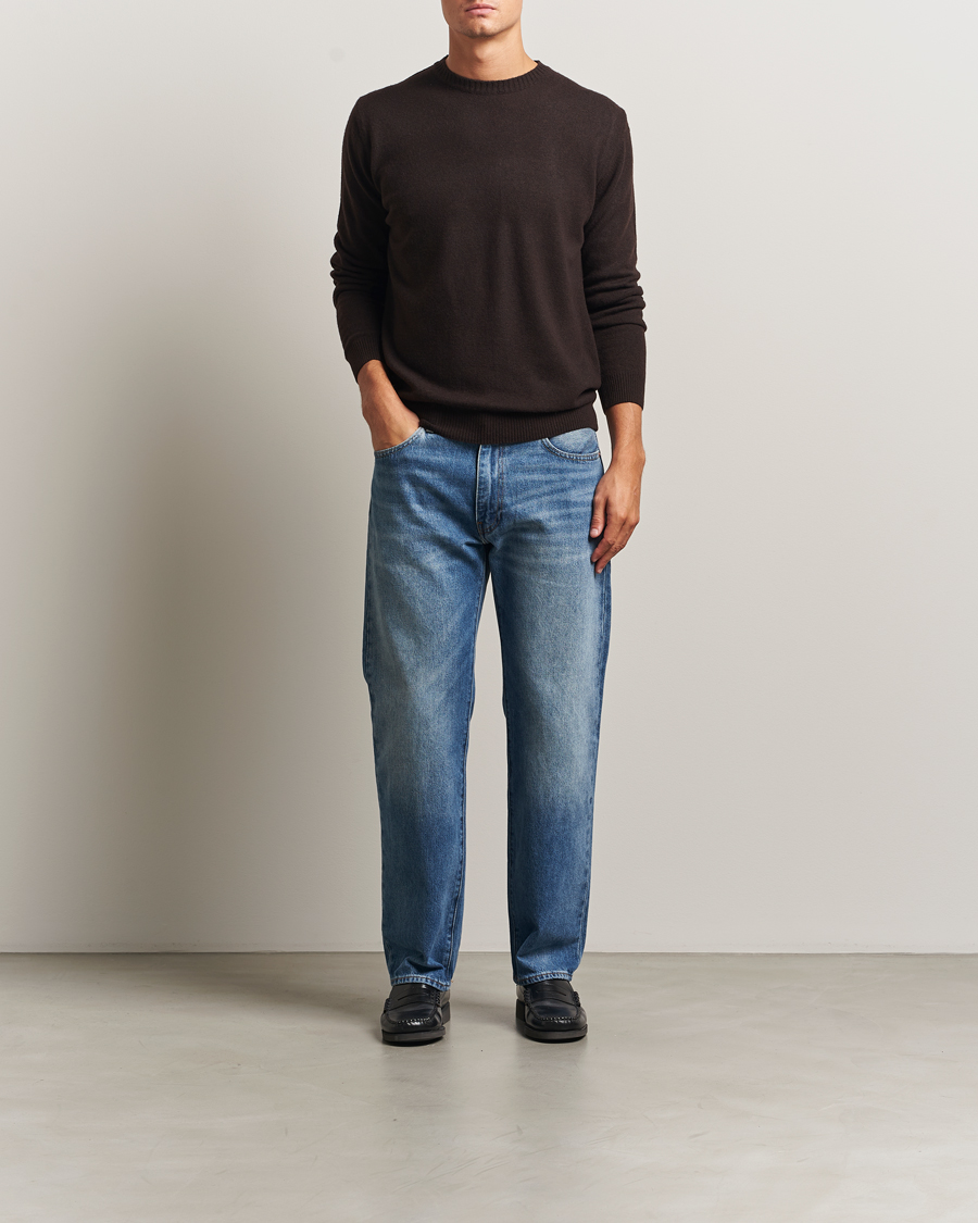 Men | Sweaters & Knitwear | Oscar Jacobson | Valter Wool/Cashmere Round Neck Brown