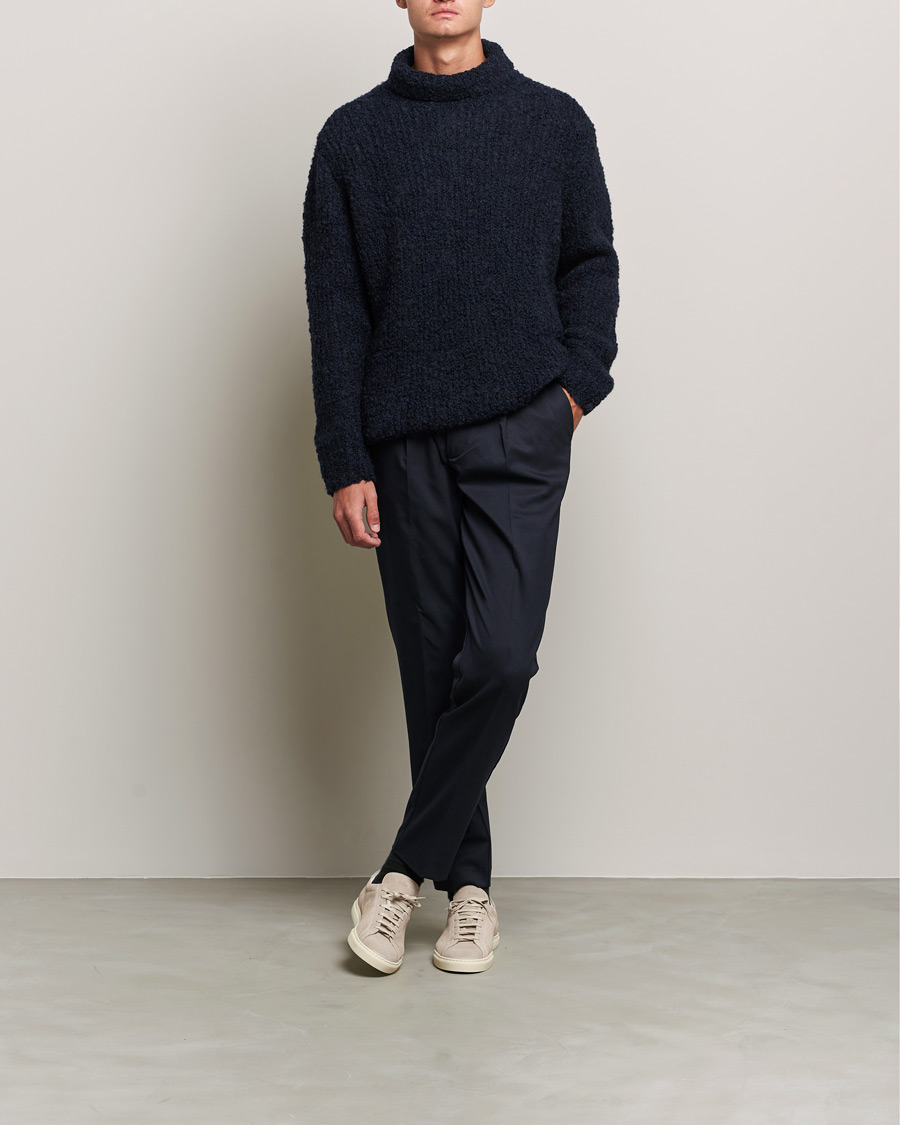 Men | Sweaters & Knitwear | Oscar Jacobson | Krister Wool/Alpaca Rollneck Navy