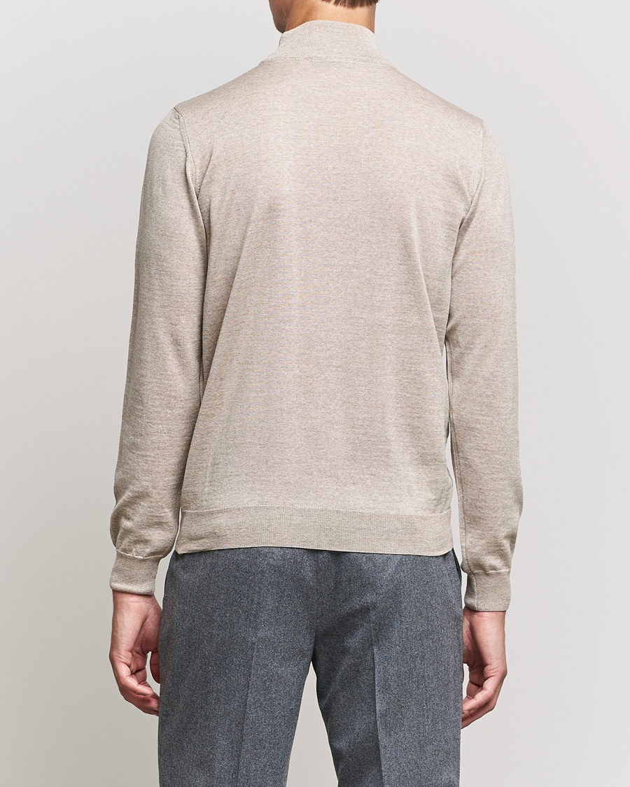 Men | Sweaters & Knitwear | Oscar Jacobson | Hilton Extrafine Merino Mock Neck Beige