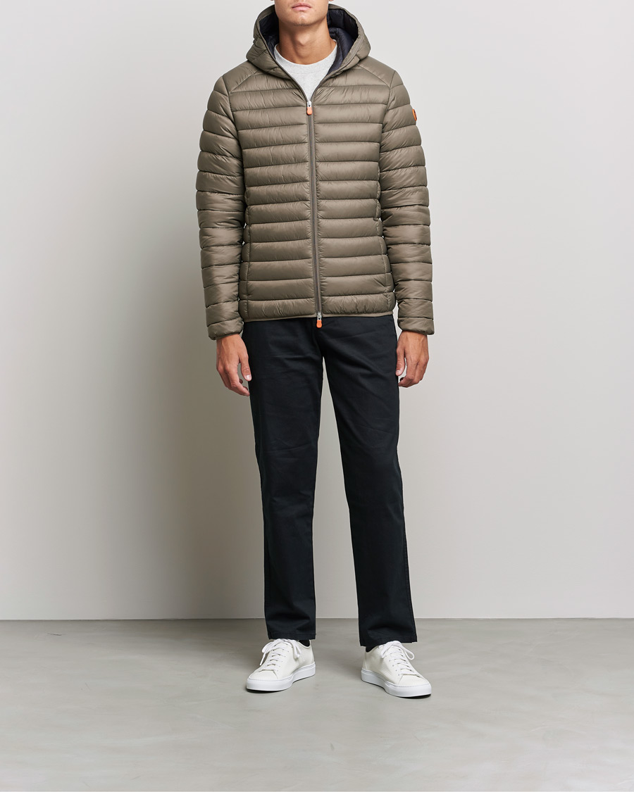 Men | Coats & Jackets | Save The Duck | Donald Lightweight Padded Hooded Jacket Mud Grey