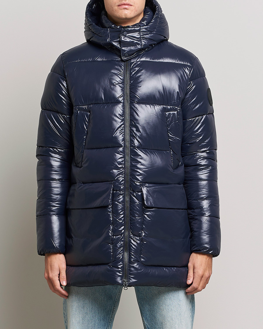 Men | Coats & Jackets | Save The Duck | Christian Long Padded Puffer Jacket Blue Black