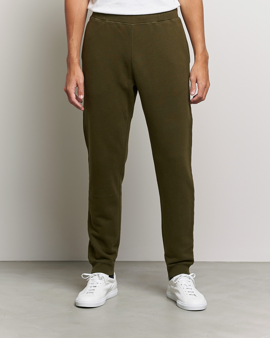 Men | Trousers | Sunspel | Cotton Loopback Track Pants Dark Moss