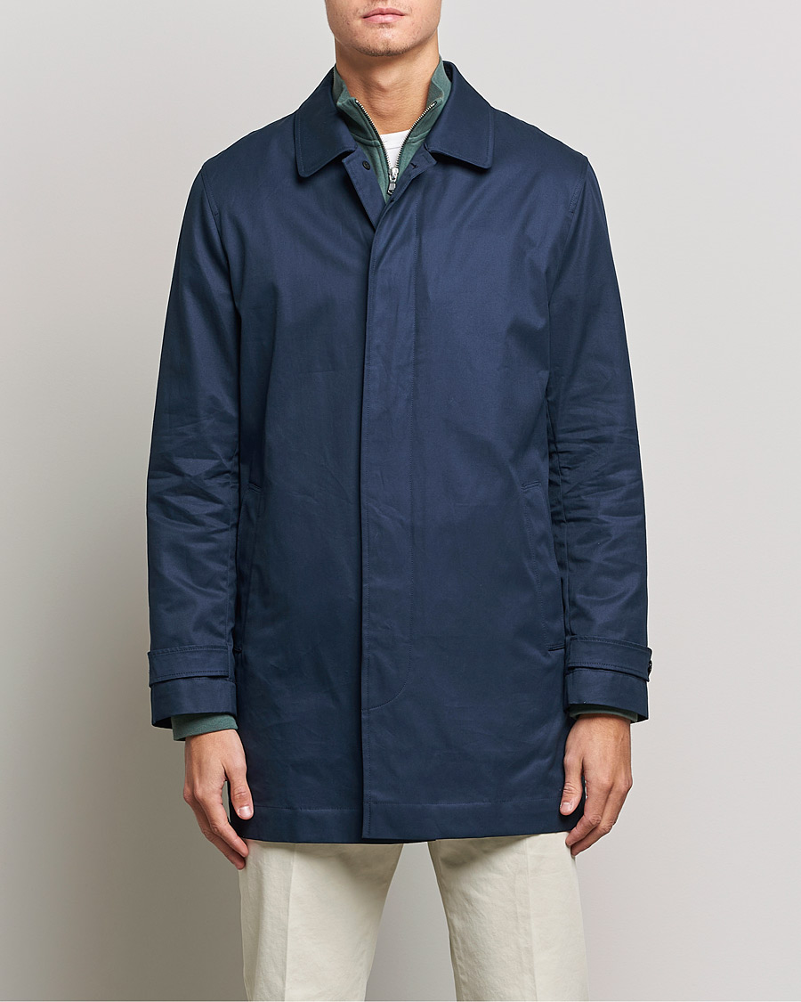 Men | Coats & Jackets | Sunspel | Paul Weller Technical Cotton Mac Night Sky