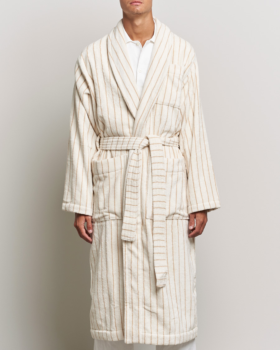 Men | Pyjamas & Robes | Tekla | Organic Terry Classic Bathrobe Sienna Stripes