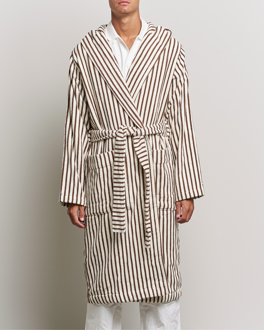 Men | Pyjamas & Robes | Tekla | Organic Terry Hooded Bathrobe Kodiak Stripes
