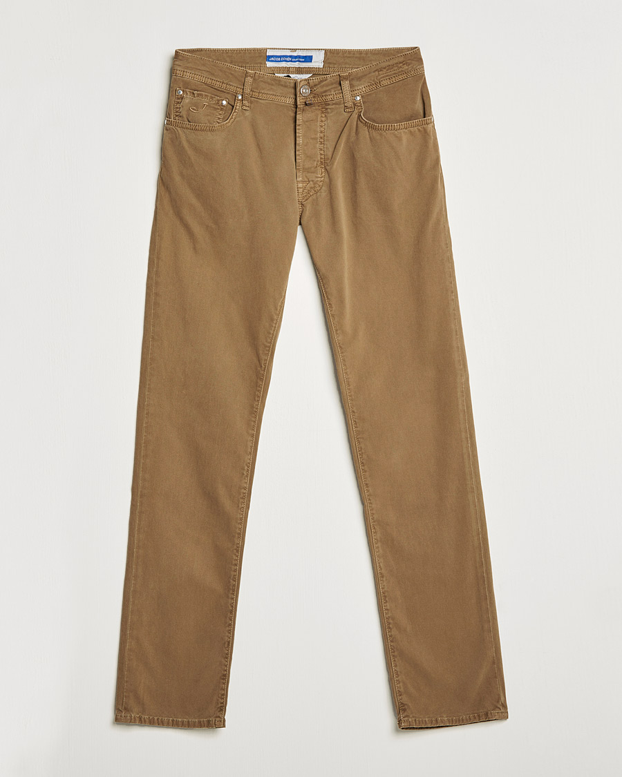 Men | Trousers | Jacob Cohën | Bard 5-Pocket Cotton Trousers Light Brown