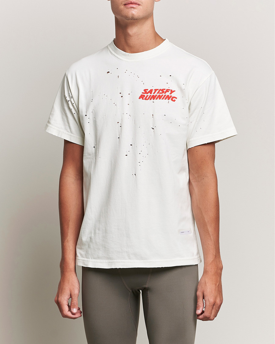 Men | T-Shirts | Satisfy | MothTech Distressed T-Shirt Off White