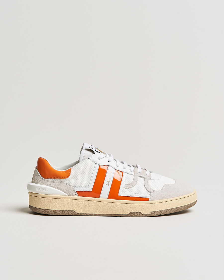 Men | Lanvin Clay Low Top Sneakers White/Orange | Lanvin | Clay Low Top Sneakers White/Orange