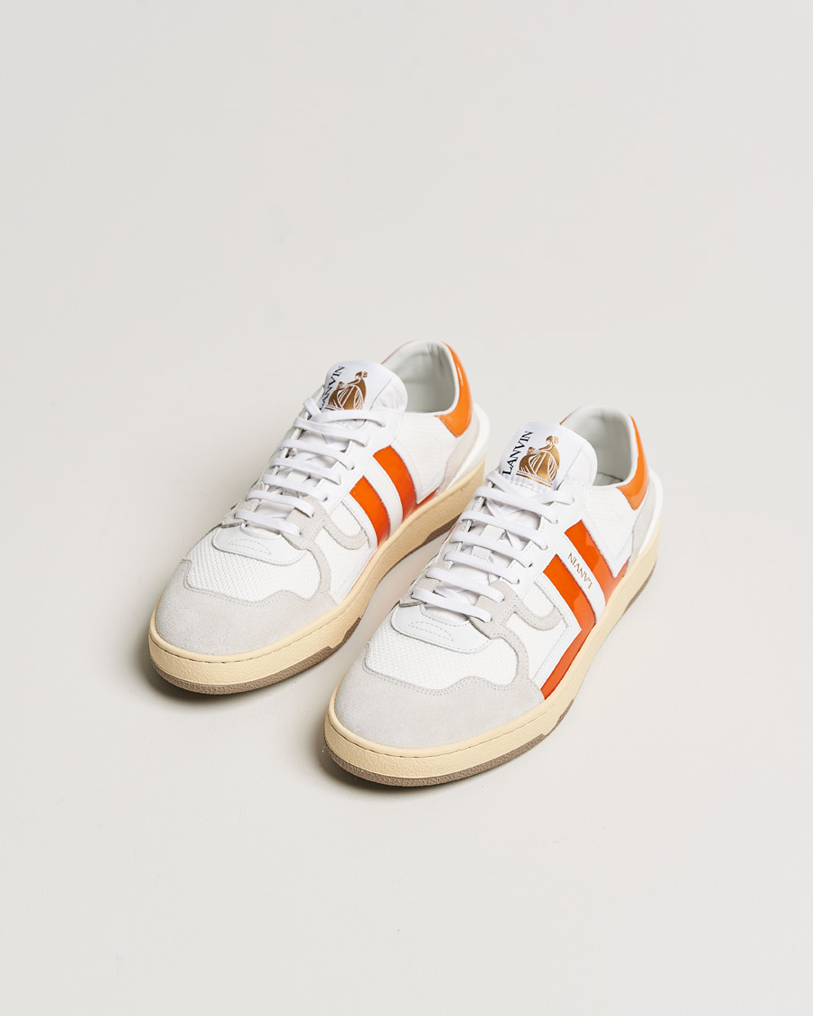Men | Lanvin Clay Low Top Sneakers White/Orange | Lanvin | Clay Low Top Sneakers White/Orange
