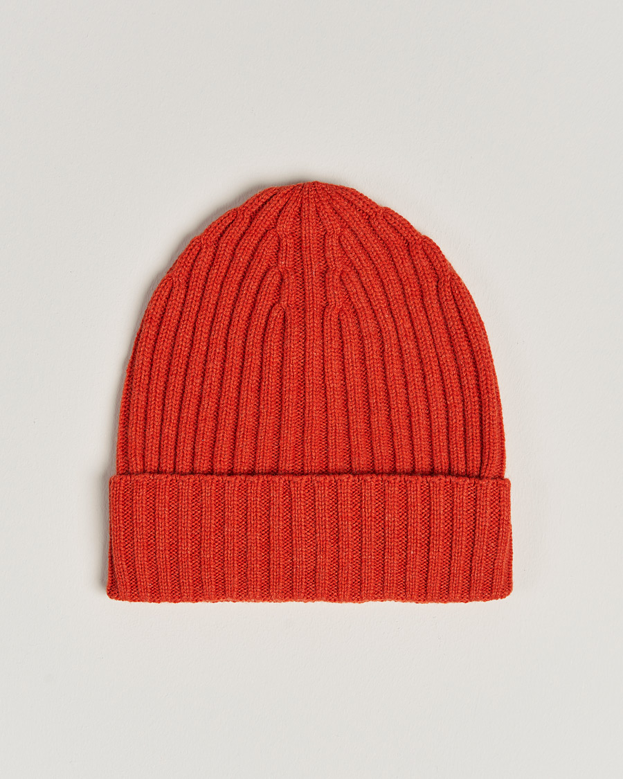 Men | Piacenza Cashmere Ribbed Cashmere Beanie Orange | Piacenza Cashmere | Ribbed Cashmere Beanie Orange