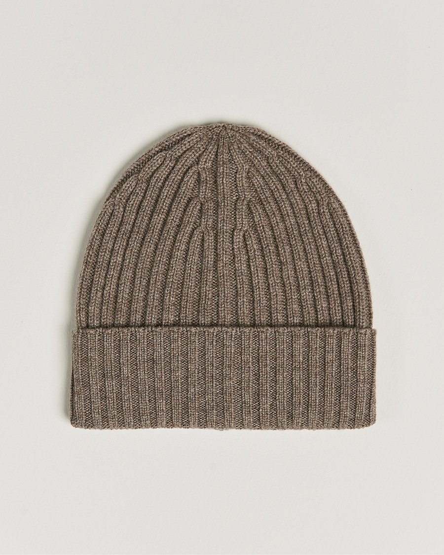 Men | Piacenza Cashmere Ribbed Cashmere Beanie Taupe | Piacenza Cashmere | Ribbed Cashmere Beanie Taupe