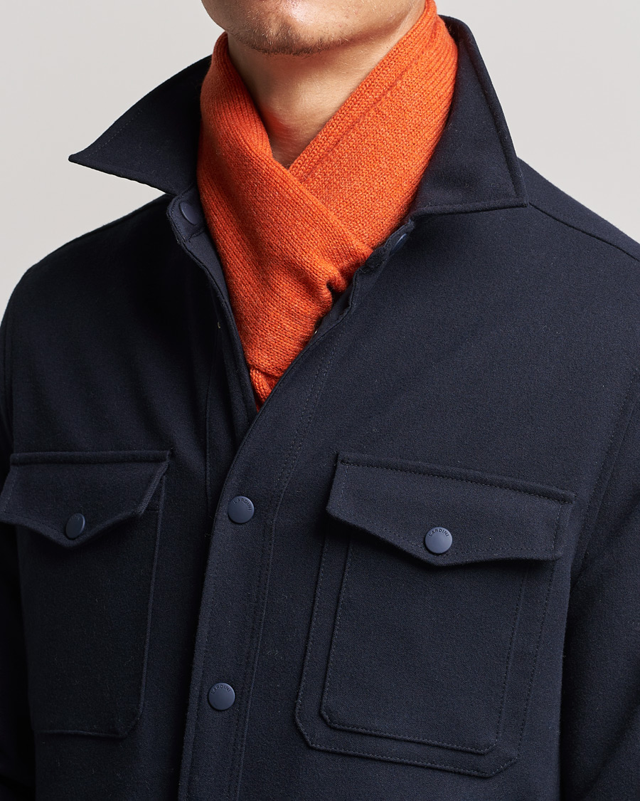 Men | Piacenza Cashmere Short Loop Cashmere Scarf Orange | Piacenza Cashmere | Short Loop Cashmere Scarf Orange