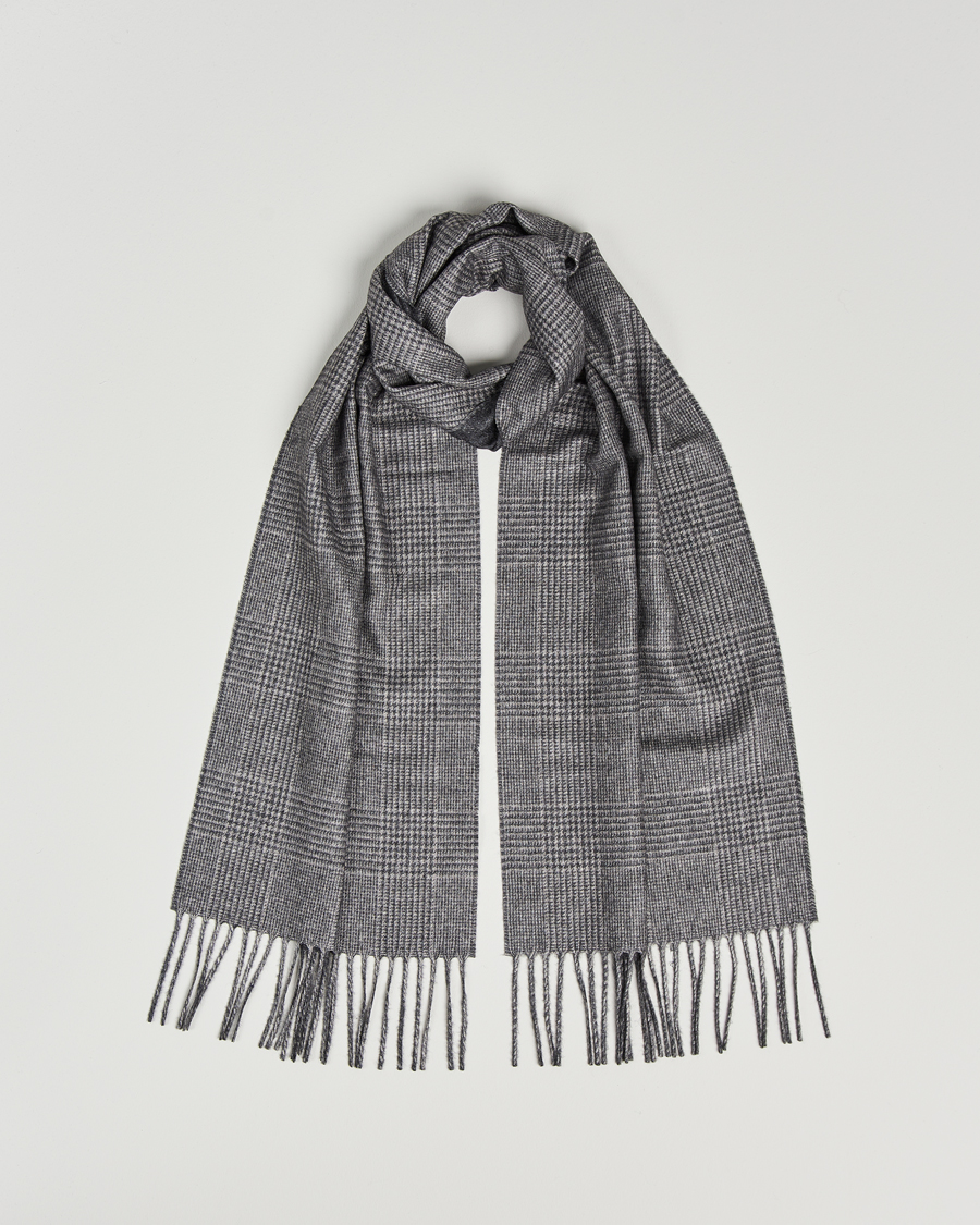 Men | Piacenza Cashmere Cashmere/Silk Glencheck Scarf Light Grey | Piacenza Cashmere | Cashmere/Silk Glencheck Scarf Light Grey