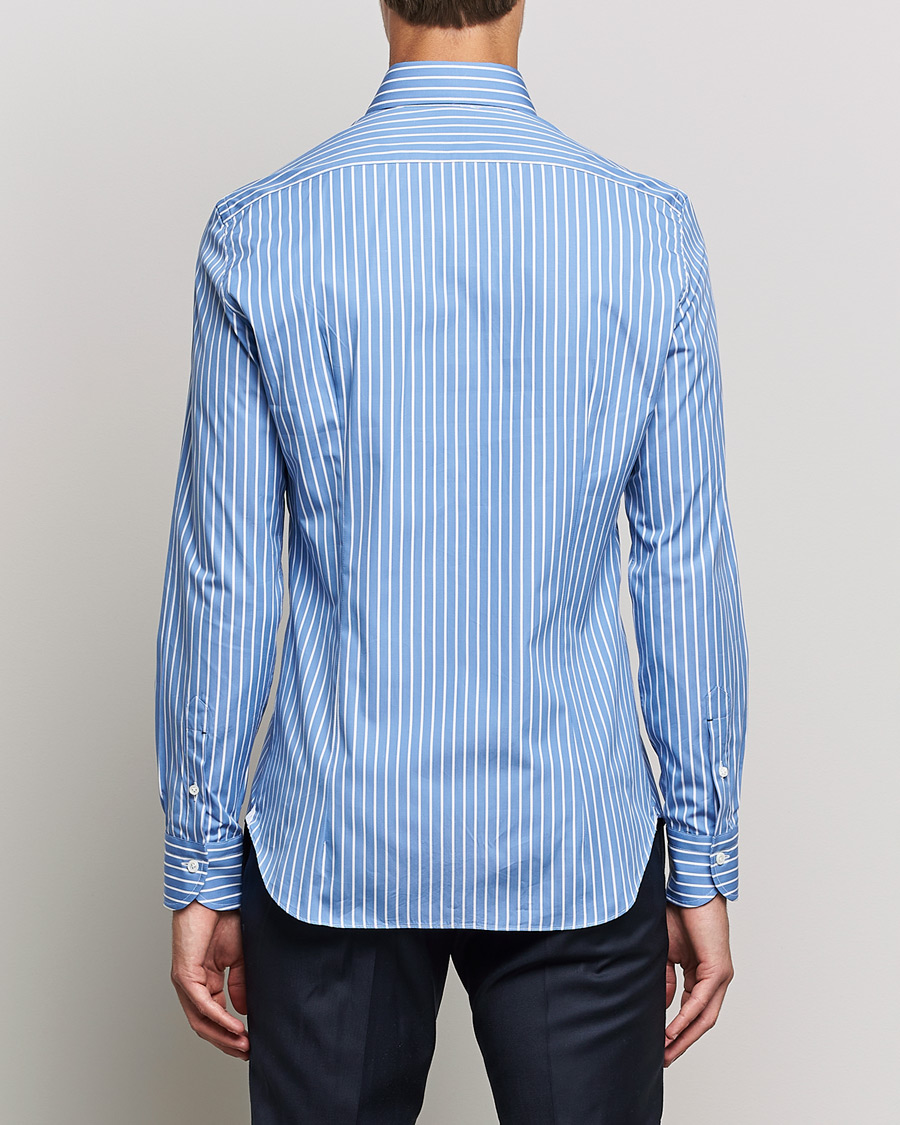 Men | Shirts | Mazzarelli | Soft Button Down Stripe Shirt Blue/White