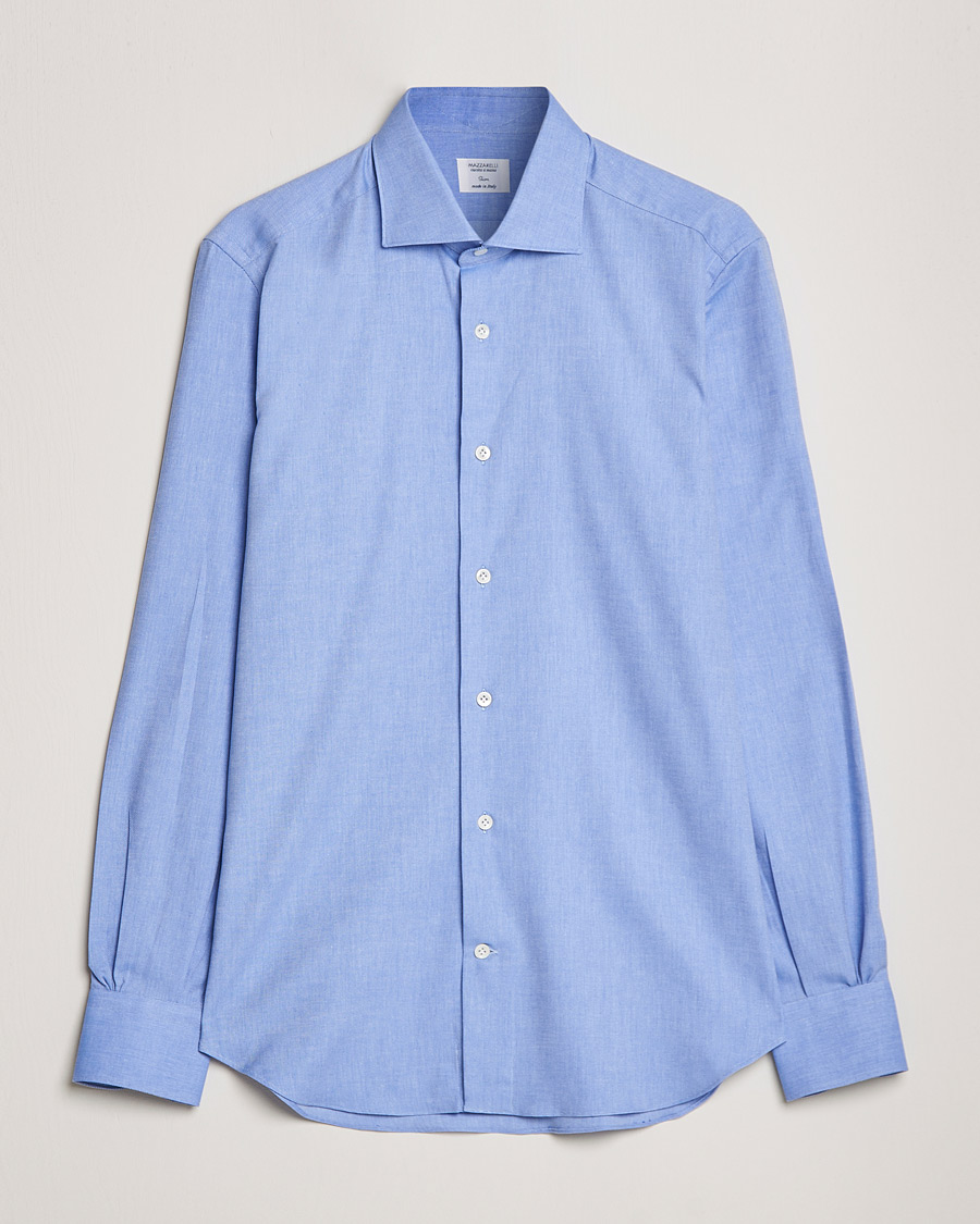 Men | Shirts | Mazzarelli | Soft Twill Cotton Shirt Light Blue